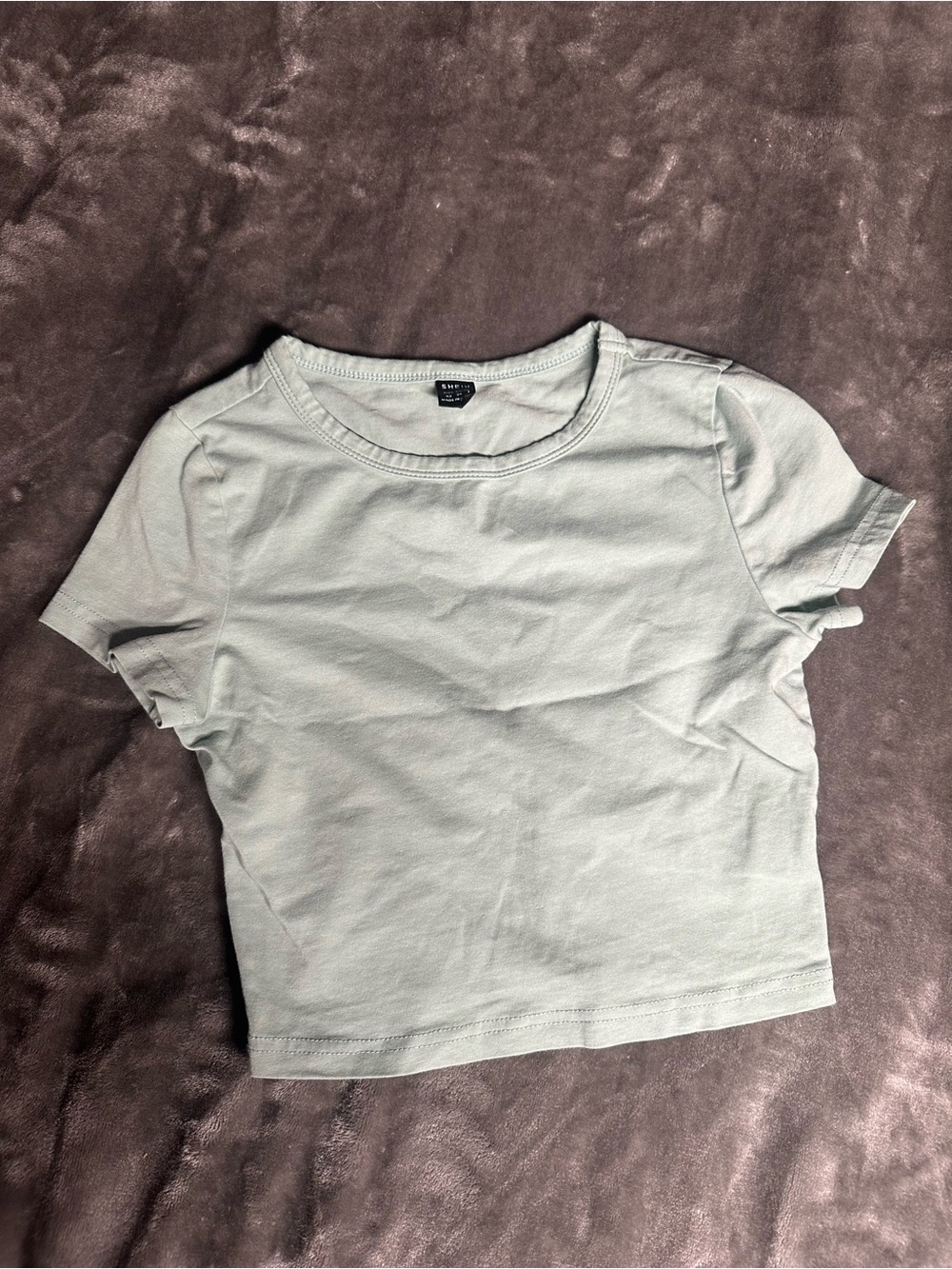 SHEIN Light Sage Crew Neck Cropped Tee